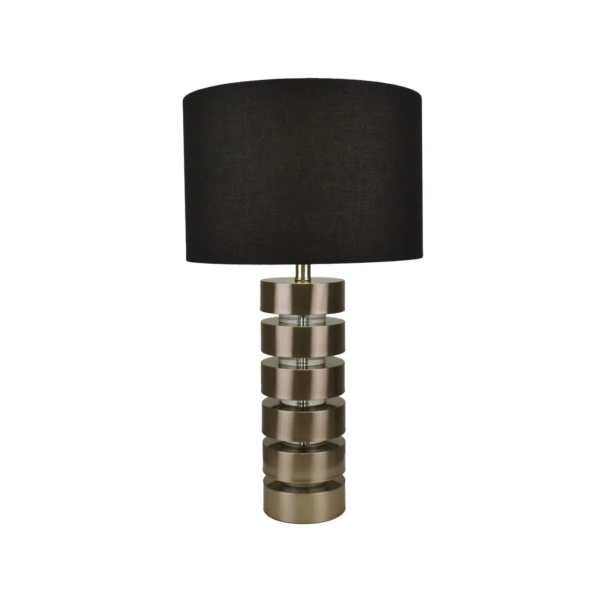 Brushed Nickel Lamp with Black Linen Shade 2