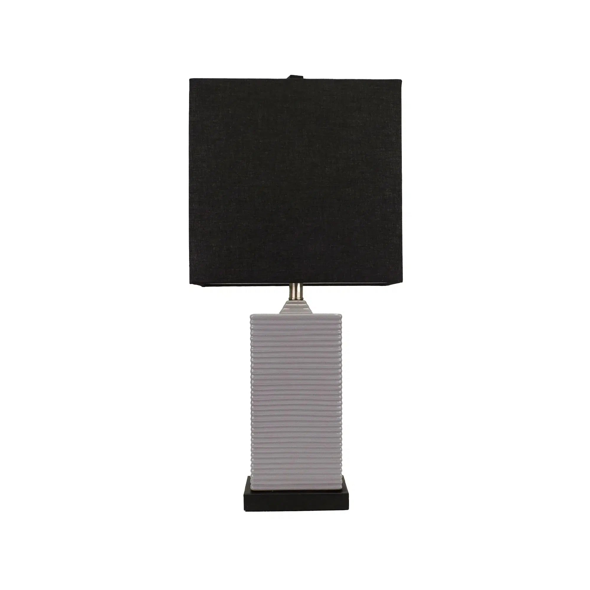 Dark Grey Ceramic Lamp with Black Linen Shade 1