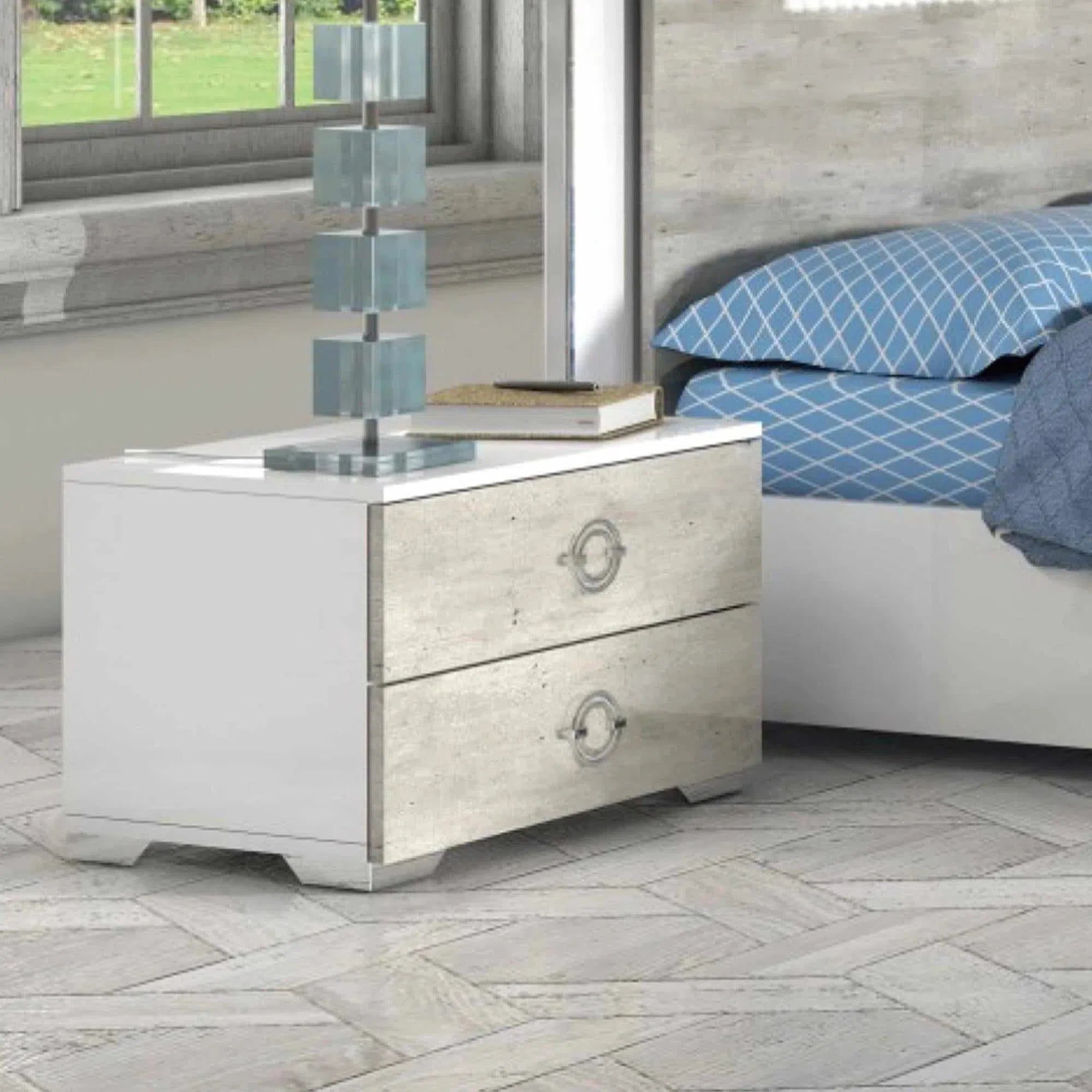 Grey marble bedside deals table