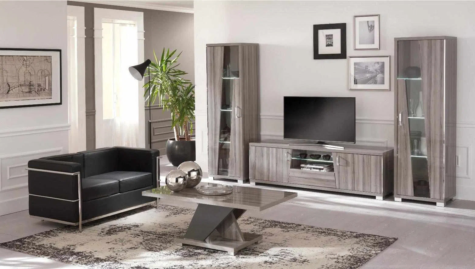 Fascino - Glass Cabinet 1 Door + LED