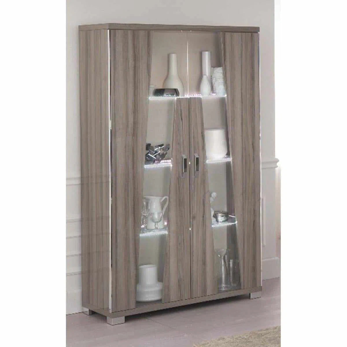 Fascino - Glass Cabinet 2 Doors + LED