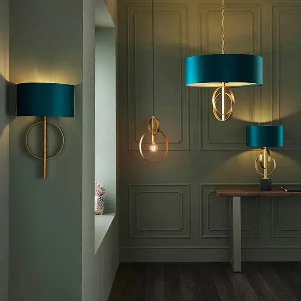 Ferraro - Hoop Wall Light With Teal Shade