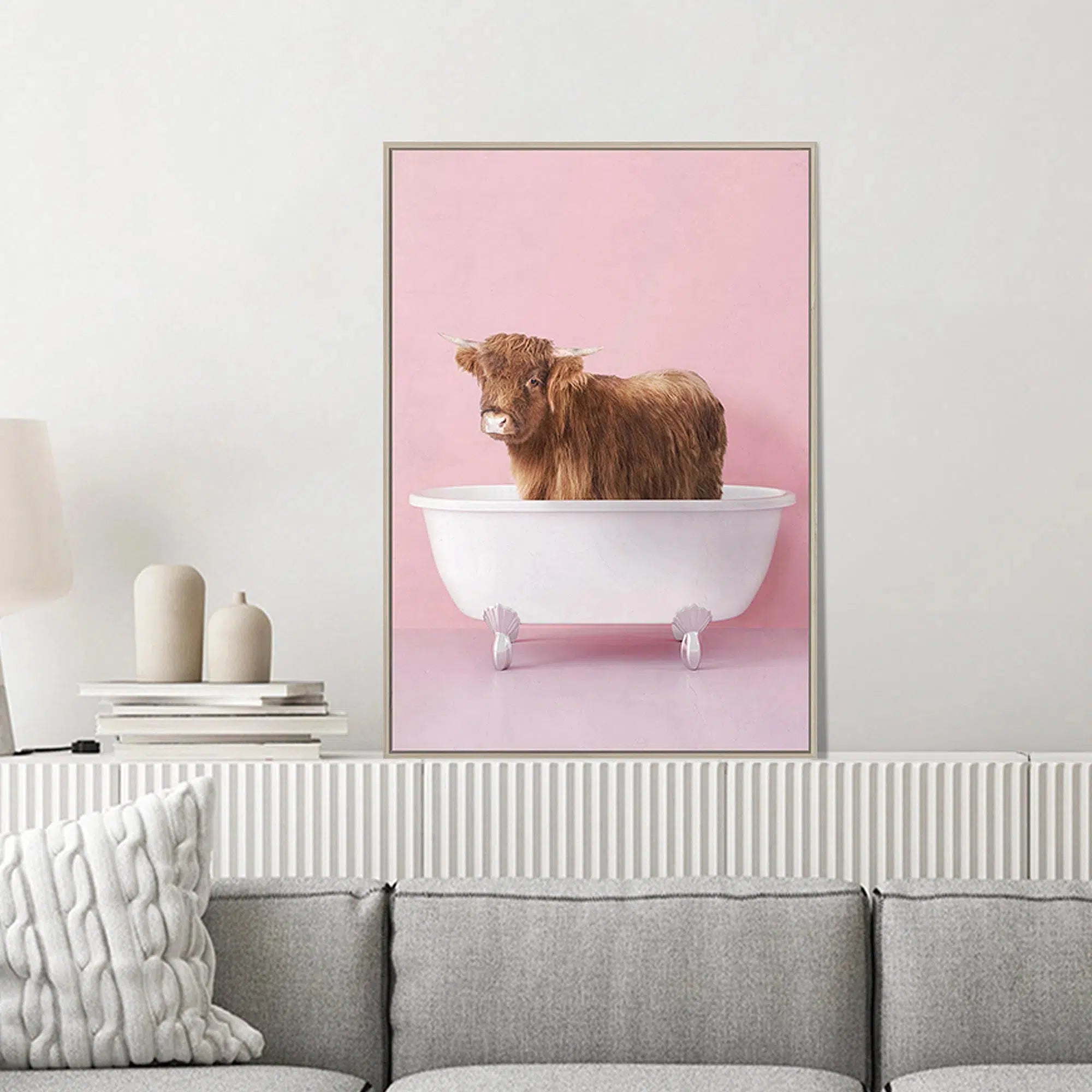 Highland Calf in Bathtub Print