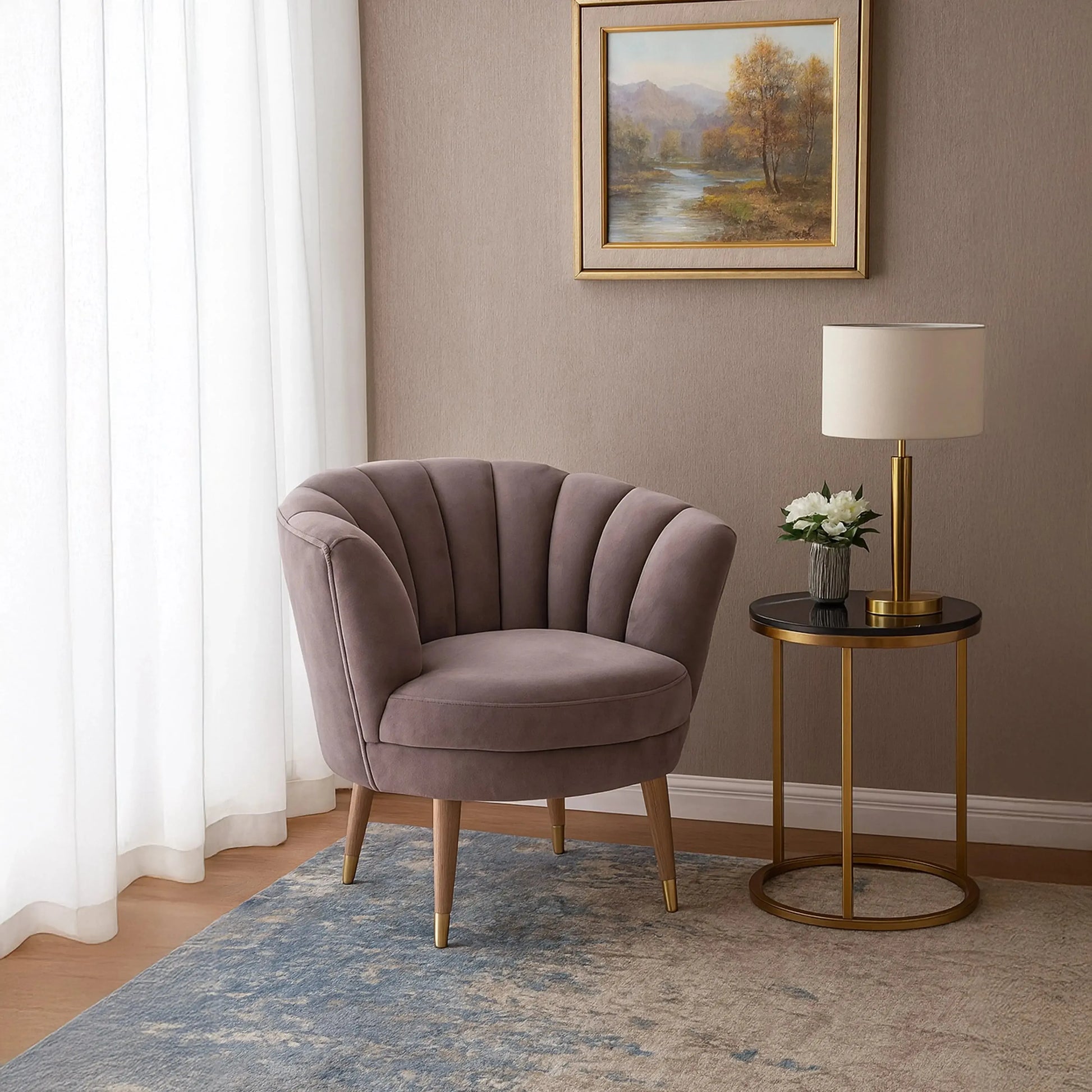 Layla Grey Velvet Accent Chair