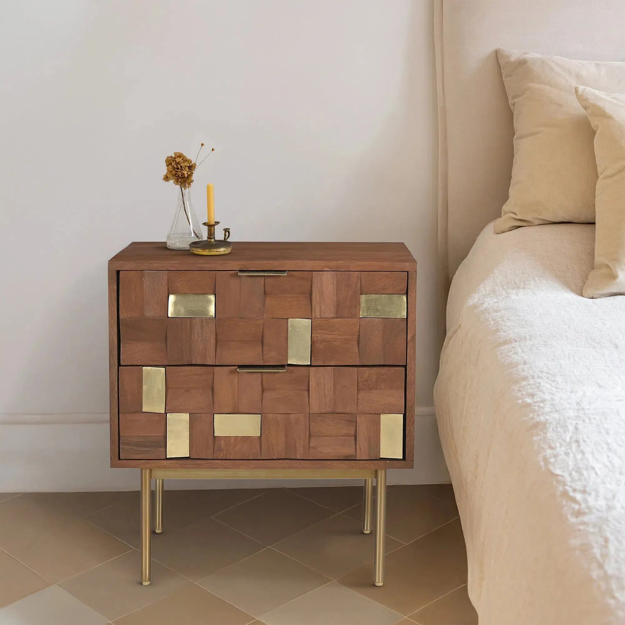 Lester - Two Drawer Bedside Table
