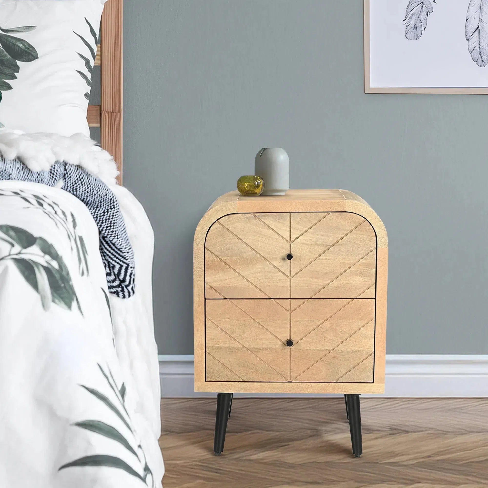 Linda - Two Drawer Bedside Table