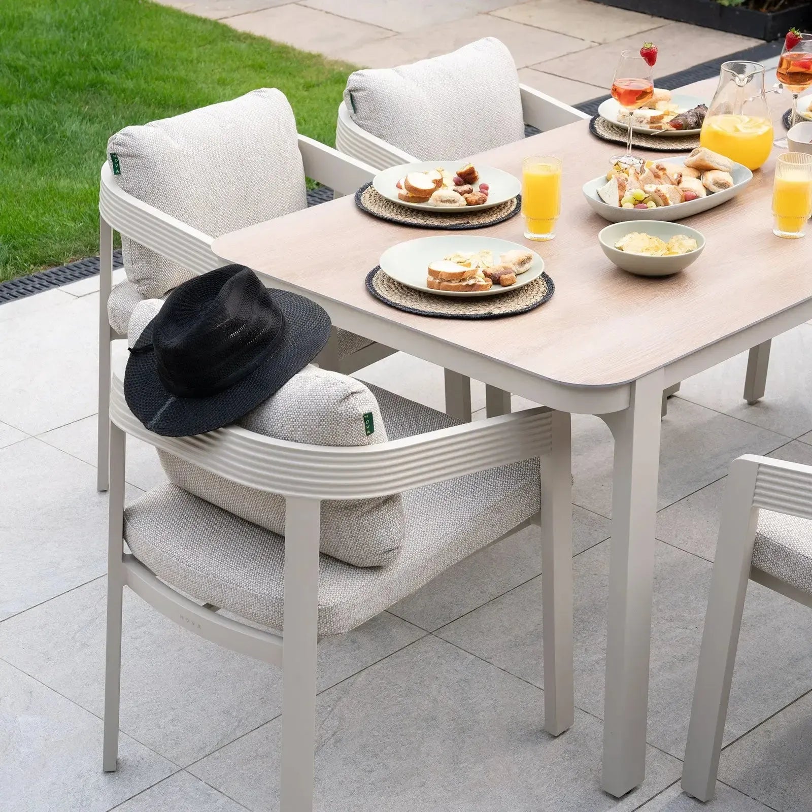 Millie - 6 Seat Rectangular Aluminium Dining Set in Pebble
