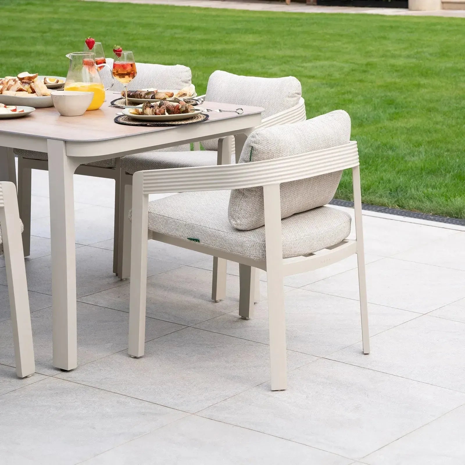 Millie - 6 Seat Rectangular Aluminium Dining Set in Pebble