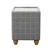 Tobias - Side Table in Leather and Grey Wool with Glass Top