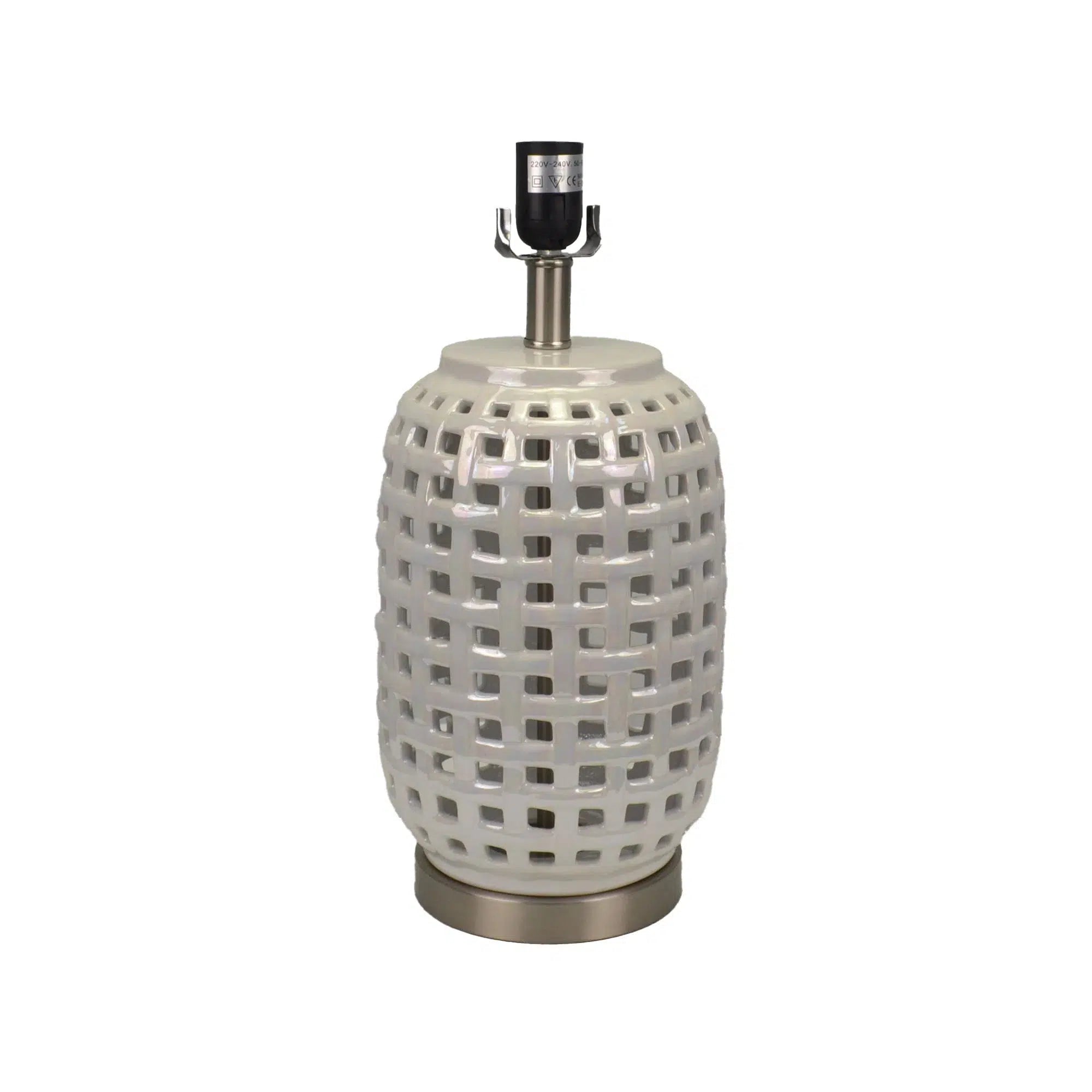 White Ceramic Lamp with White Linen Shade 1