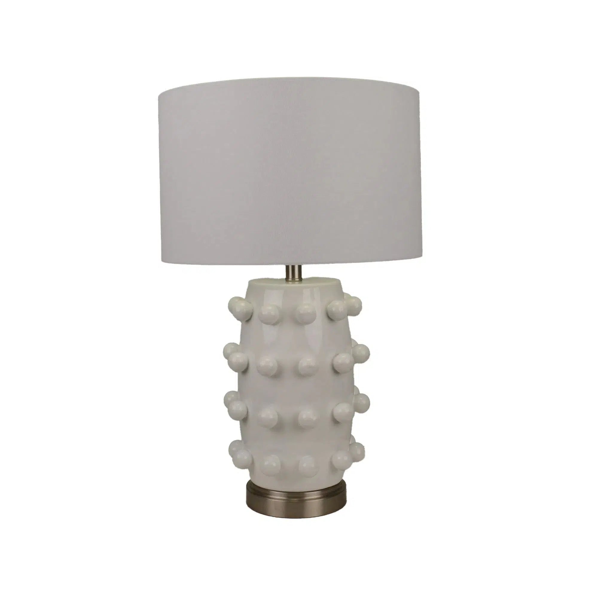 White Ceramic Lamp with White Linen Shade 2