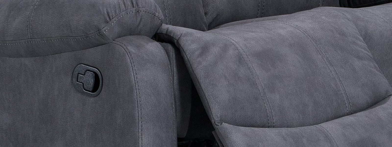 Close up of 2-Seater Power Recliner in Black Leather finish.