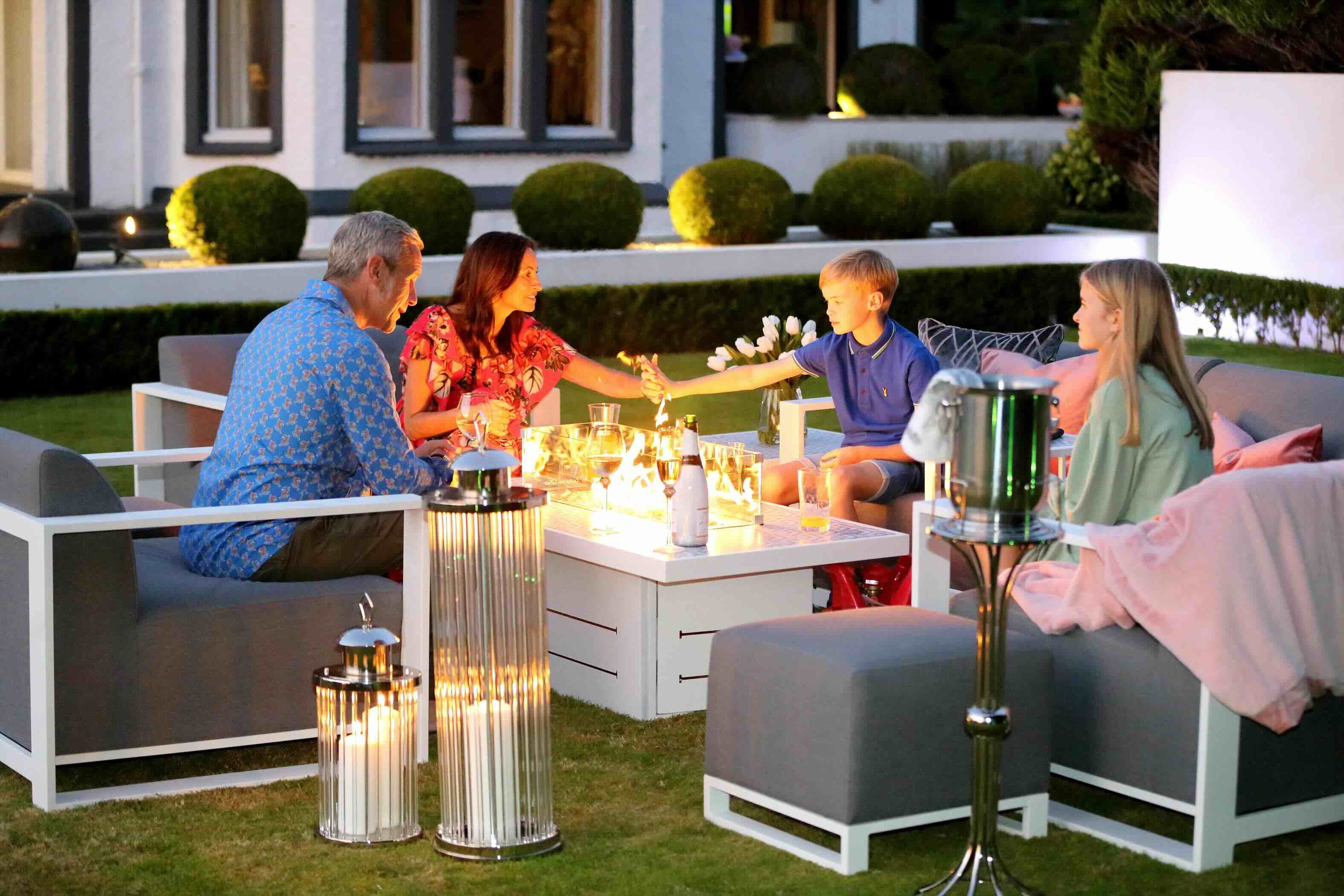 Riviera Retreat Garden Furniture Set In Grey and White