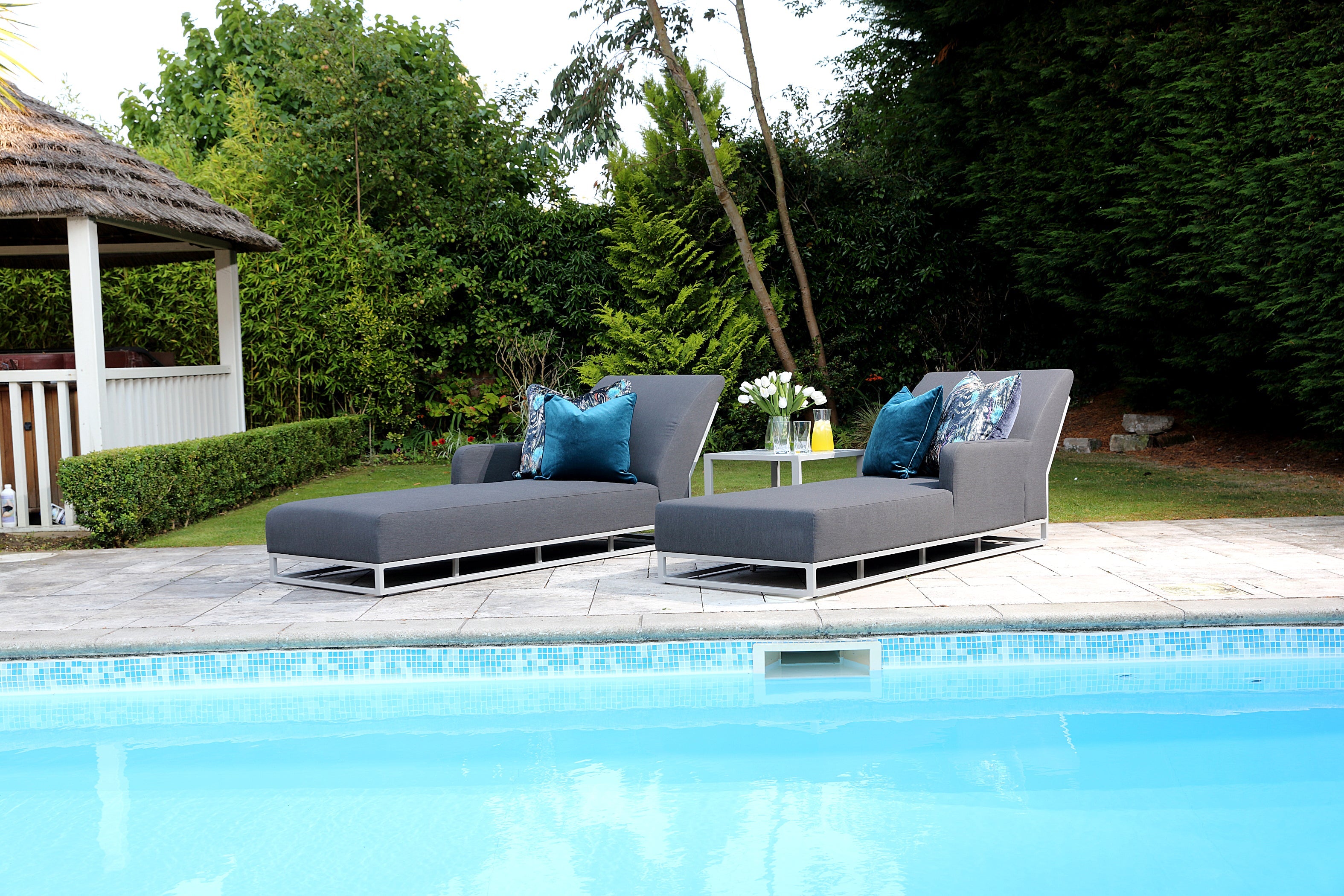 Dark Grey Garden Sun Lounger Set