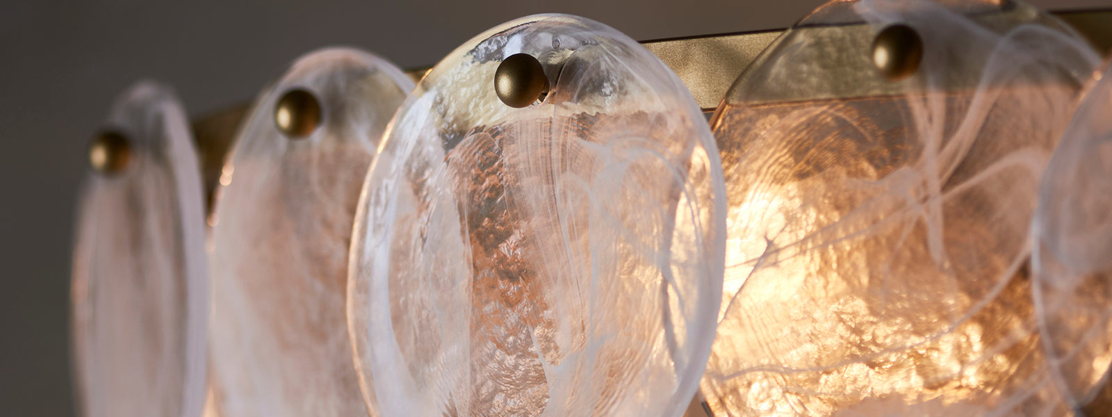 Gold, Glass Ceiling Light Close-Up