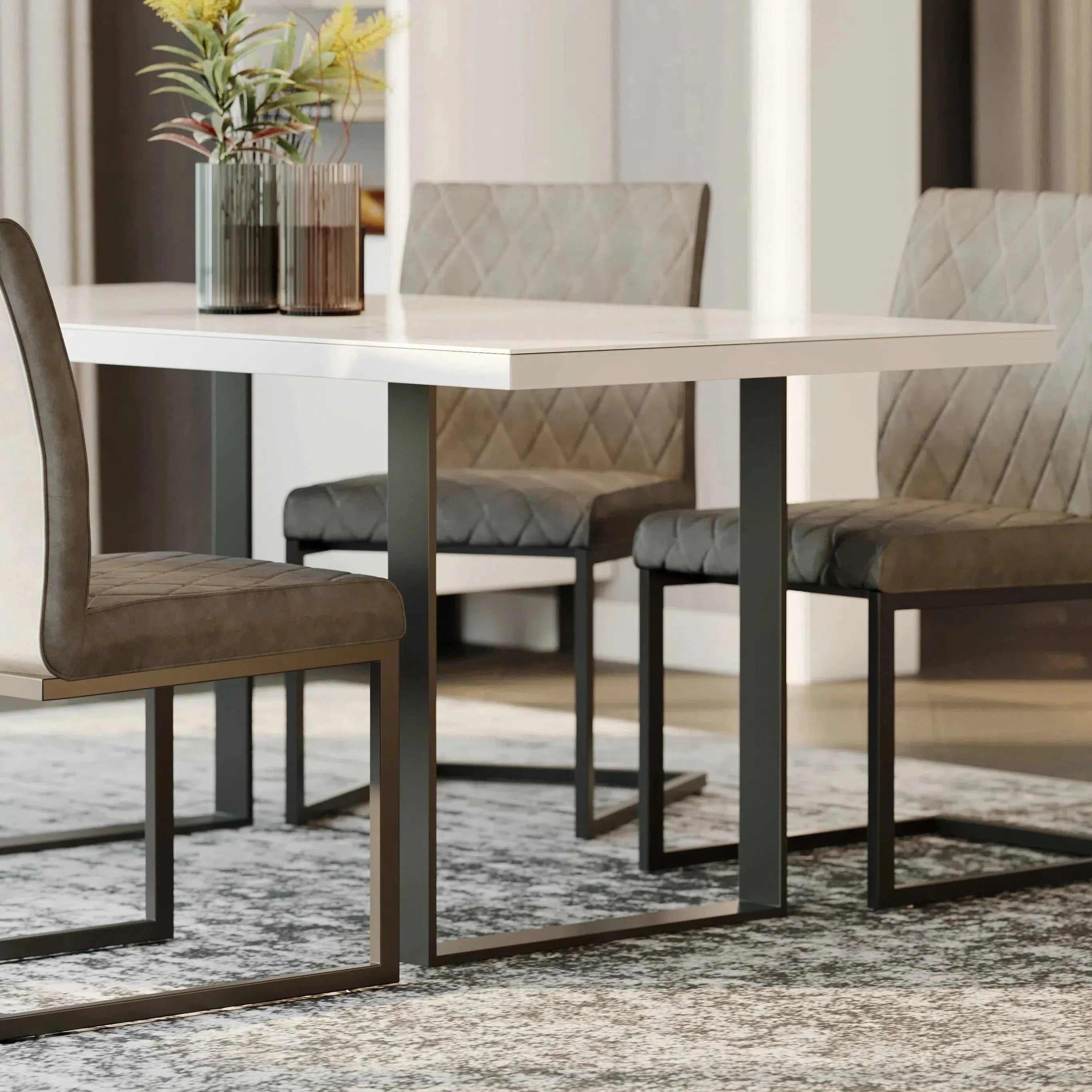 Dining Set, Dining Table, 3 Cantilever Dining Chairs
