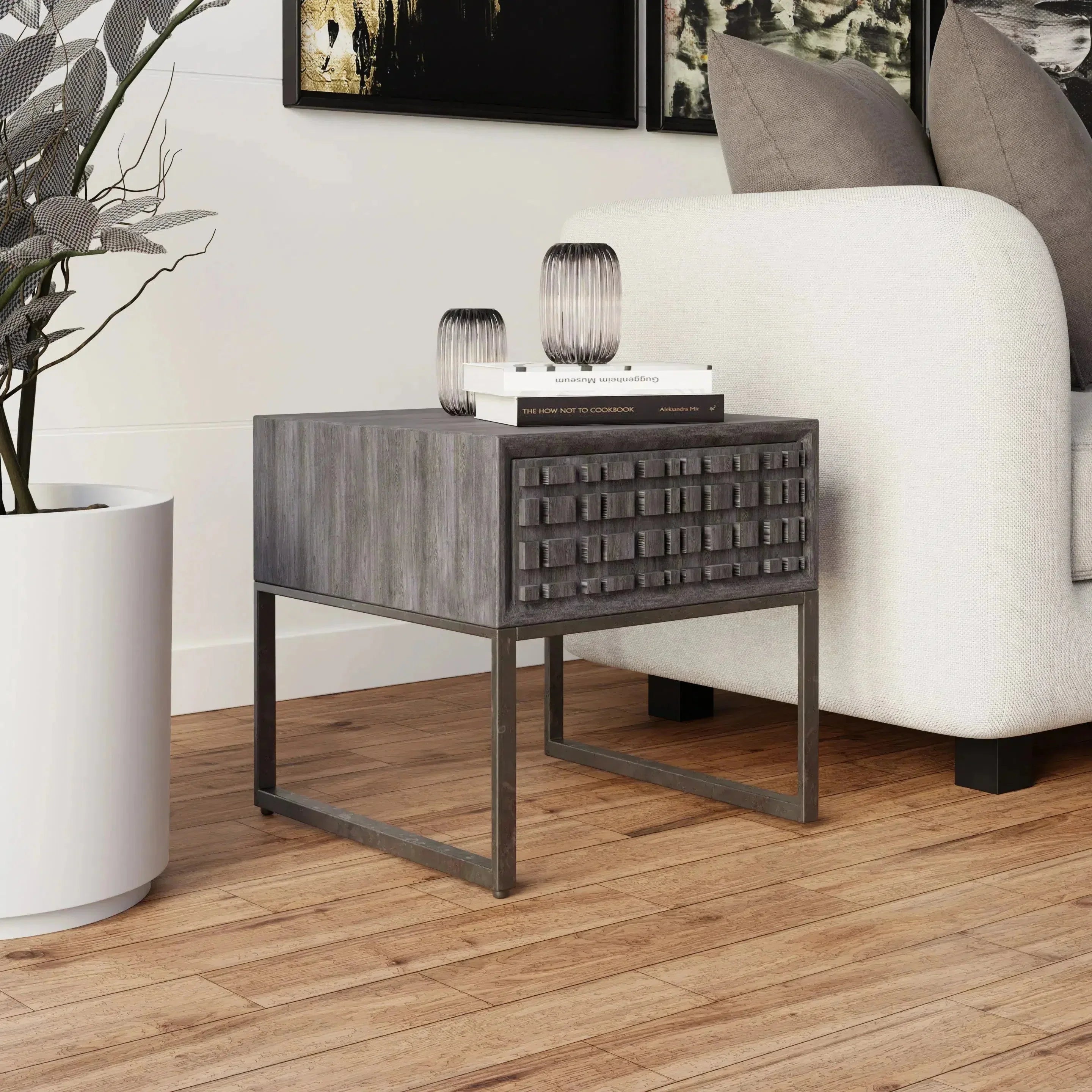 Living Room Black Japandi Black Side Table