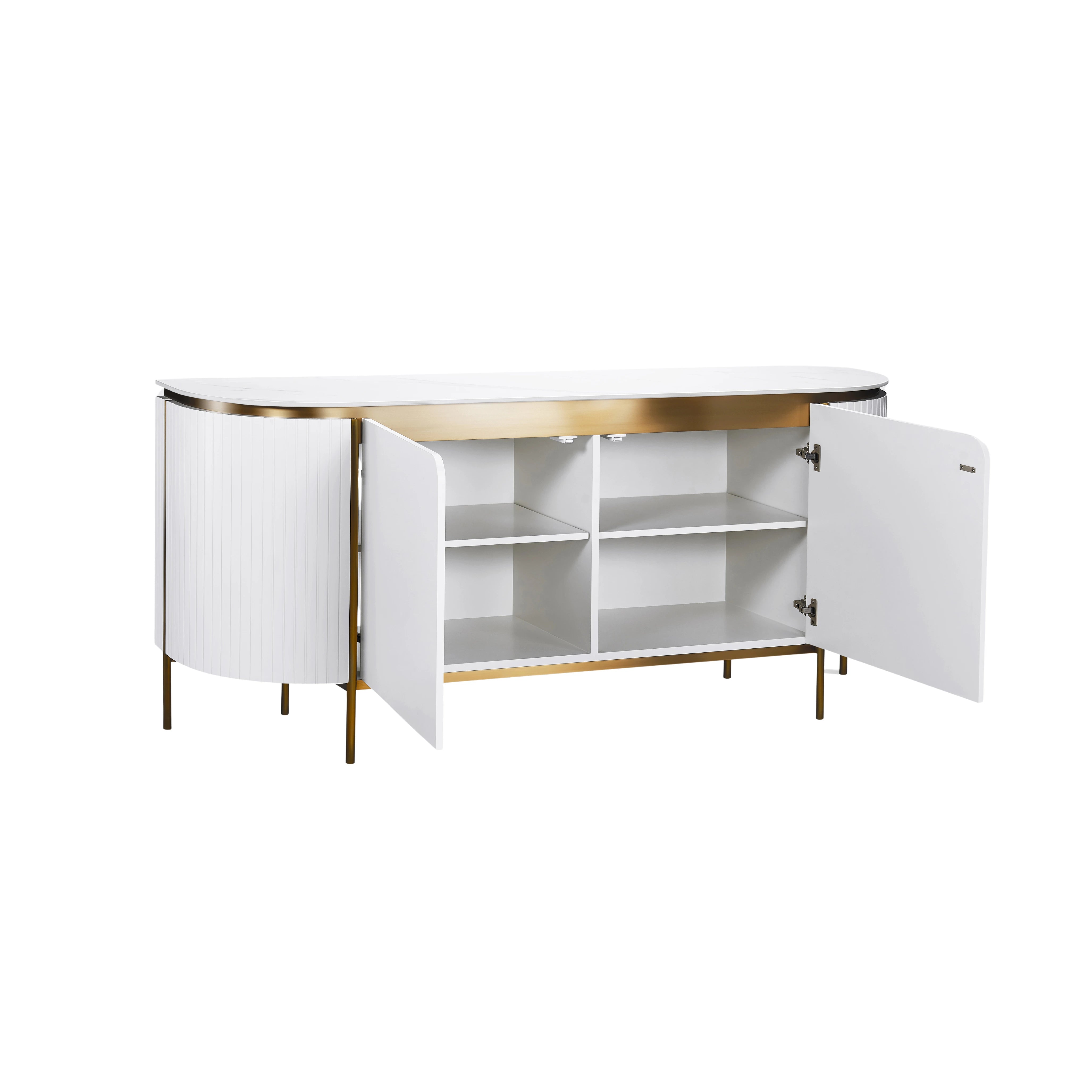 White 4 Door Sideboard with White Slate Top
