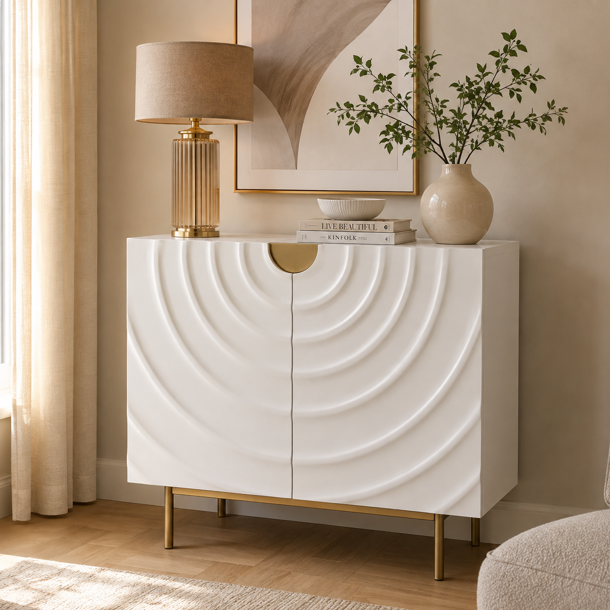 Cream Swirl 2 Door Sideboard