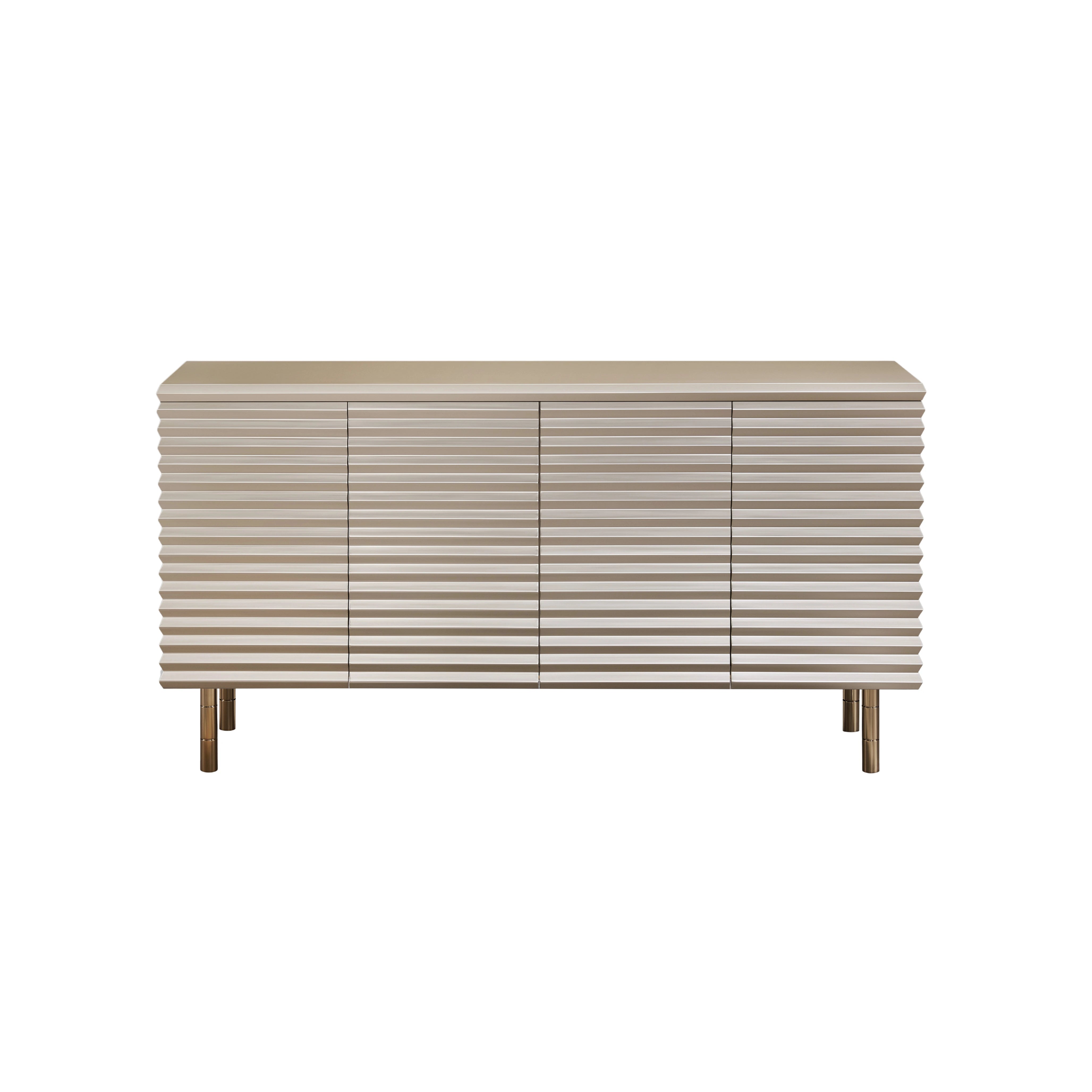 Champagne Gold Ribbed 4 Door Sideboard