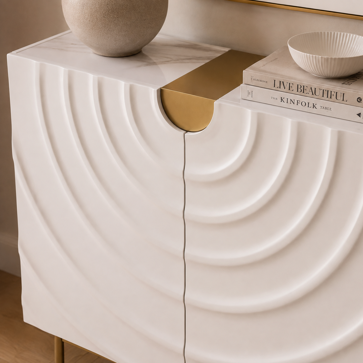 Cream Swirl 2 Door Sideboard