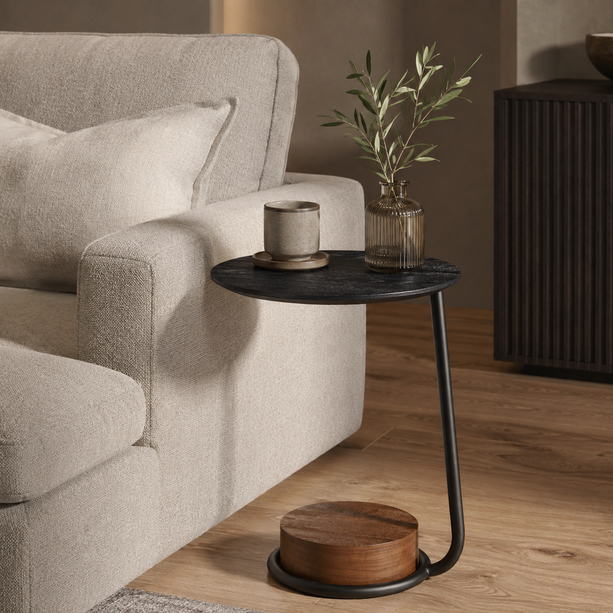 Alabama - Side Table - Black & Walnut