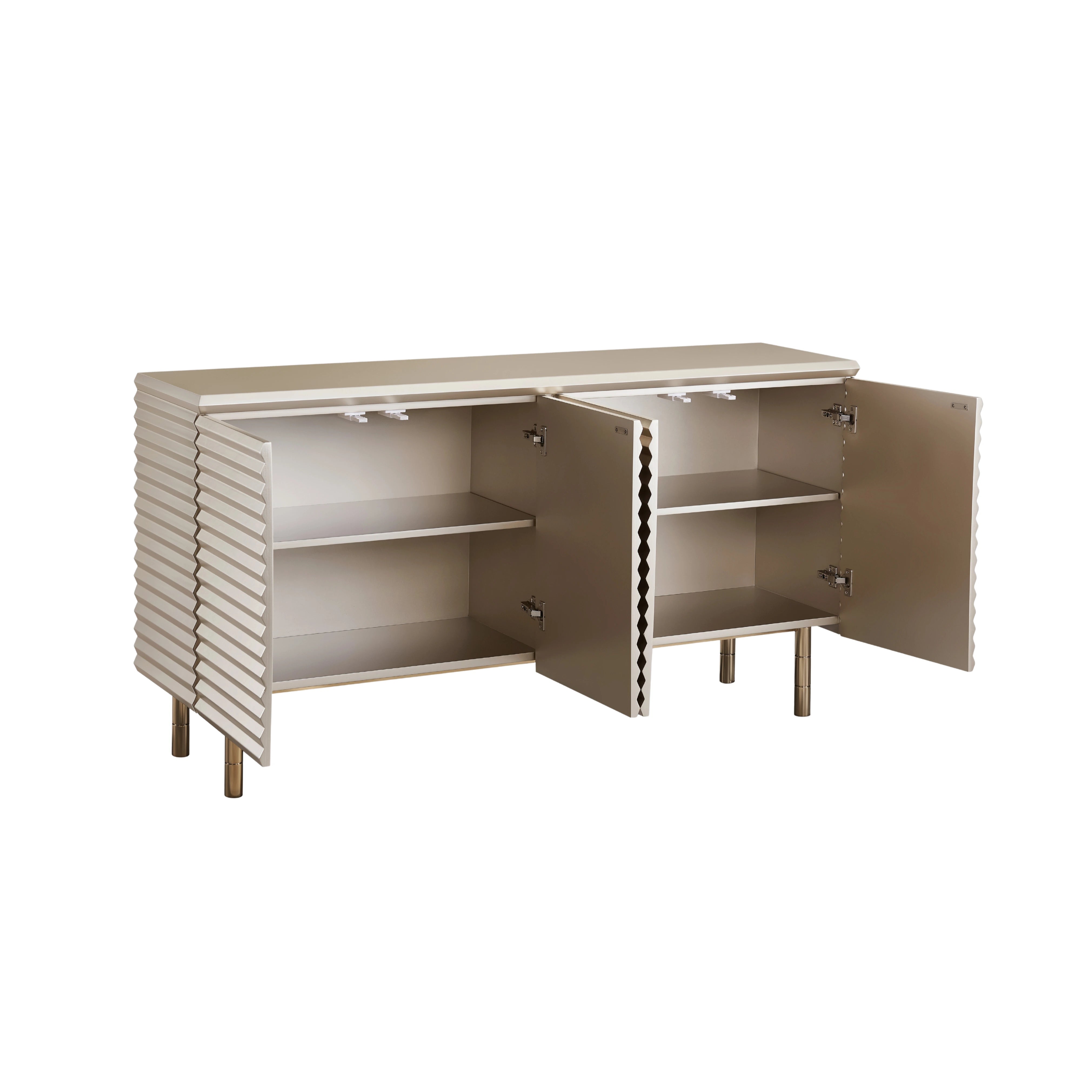 Champagne Gold Ribbed 4 Door Sideboard