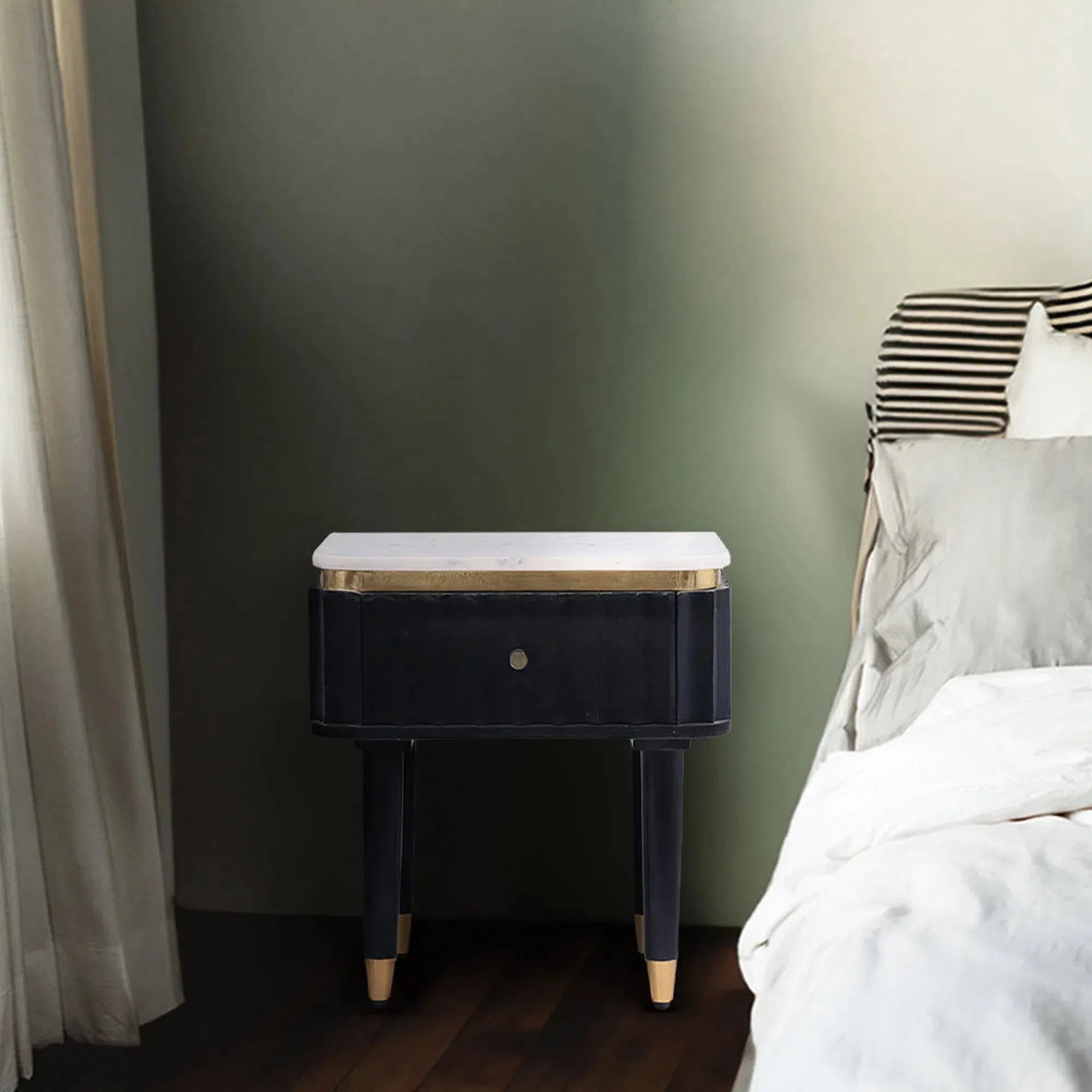 Aida - Sleek Marble Top Bedside Table