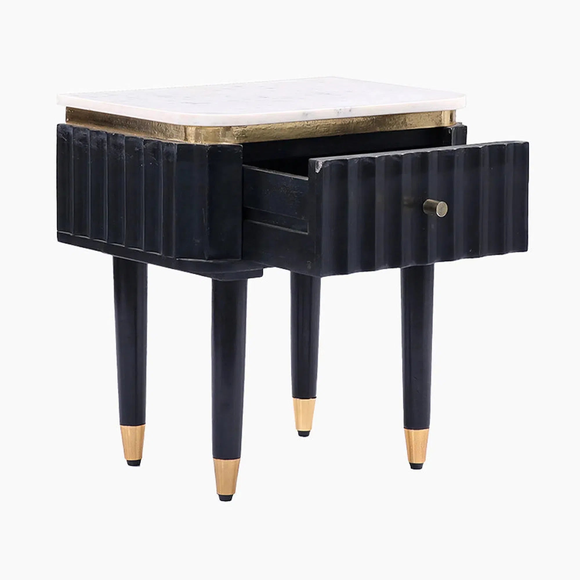Aida - Sleek Marble Top Bedside Table