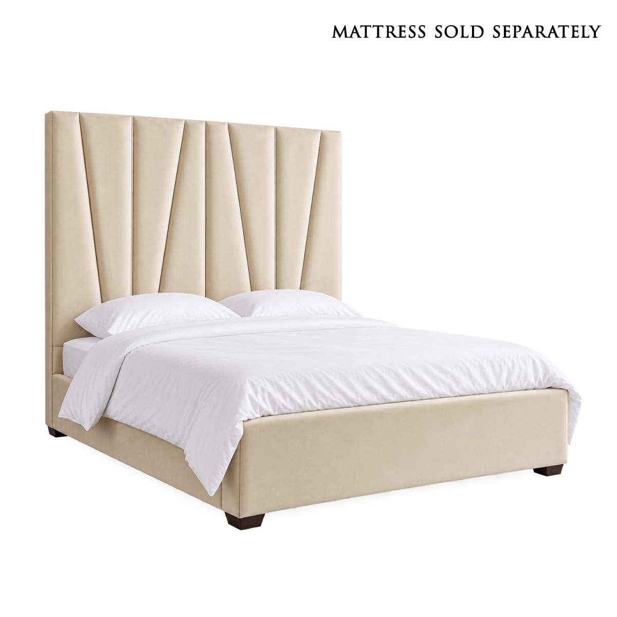 Alara Super King Bed in Natural Velveteen