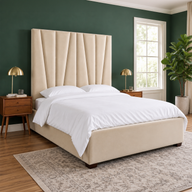 Alara Super King Bed in Natural Velveteen
