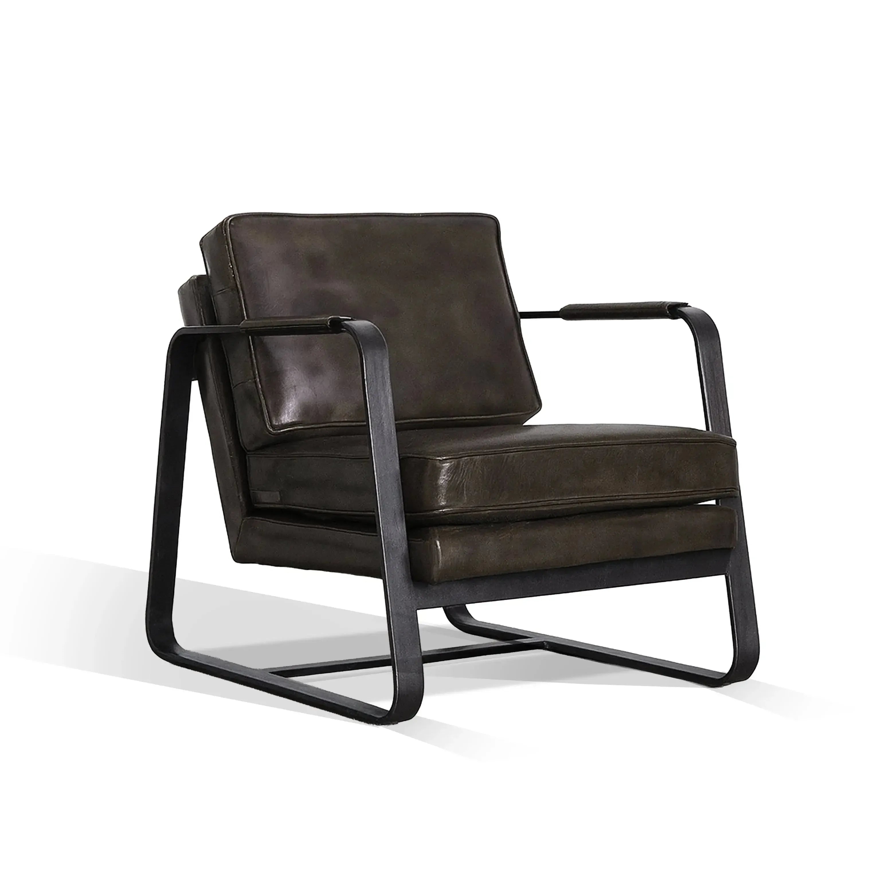 Alex Leather Chair - Charcoal