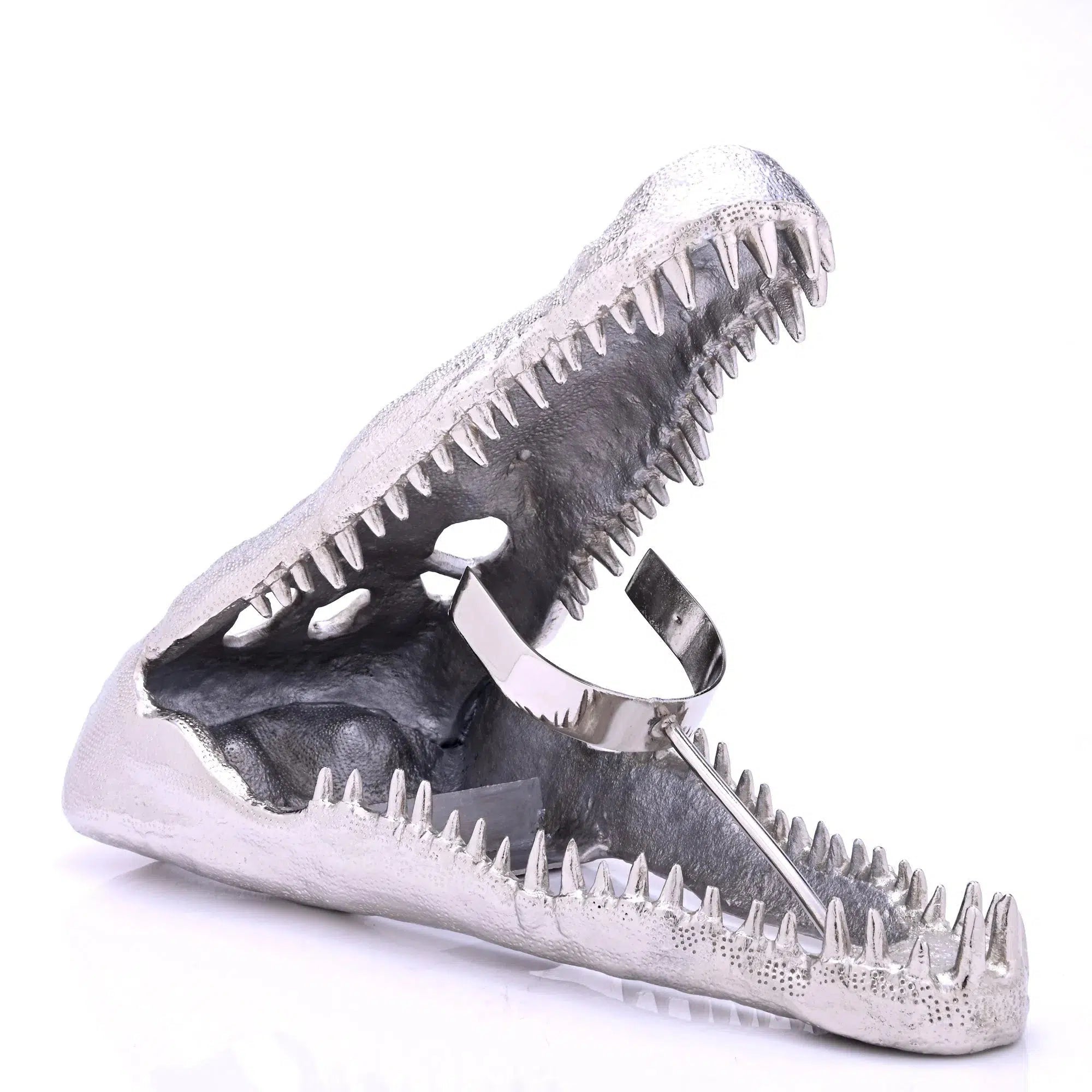 Alligator Head Bottle Stand, Silver