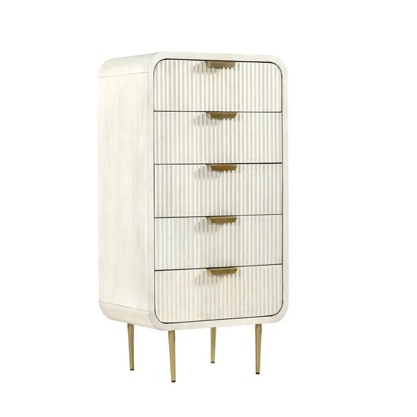 Amara - Tall 5 Drw Chest- White