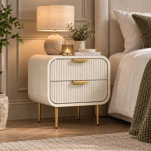 Amara White - 2 Drawer Bedside