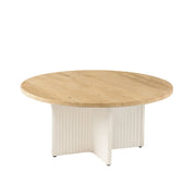 Amara White - Coffee Table with Travertine Top