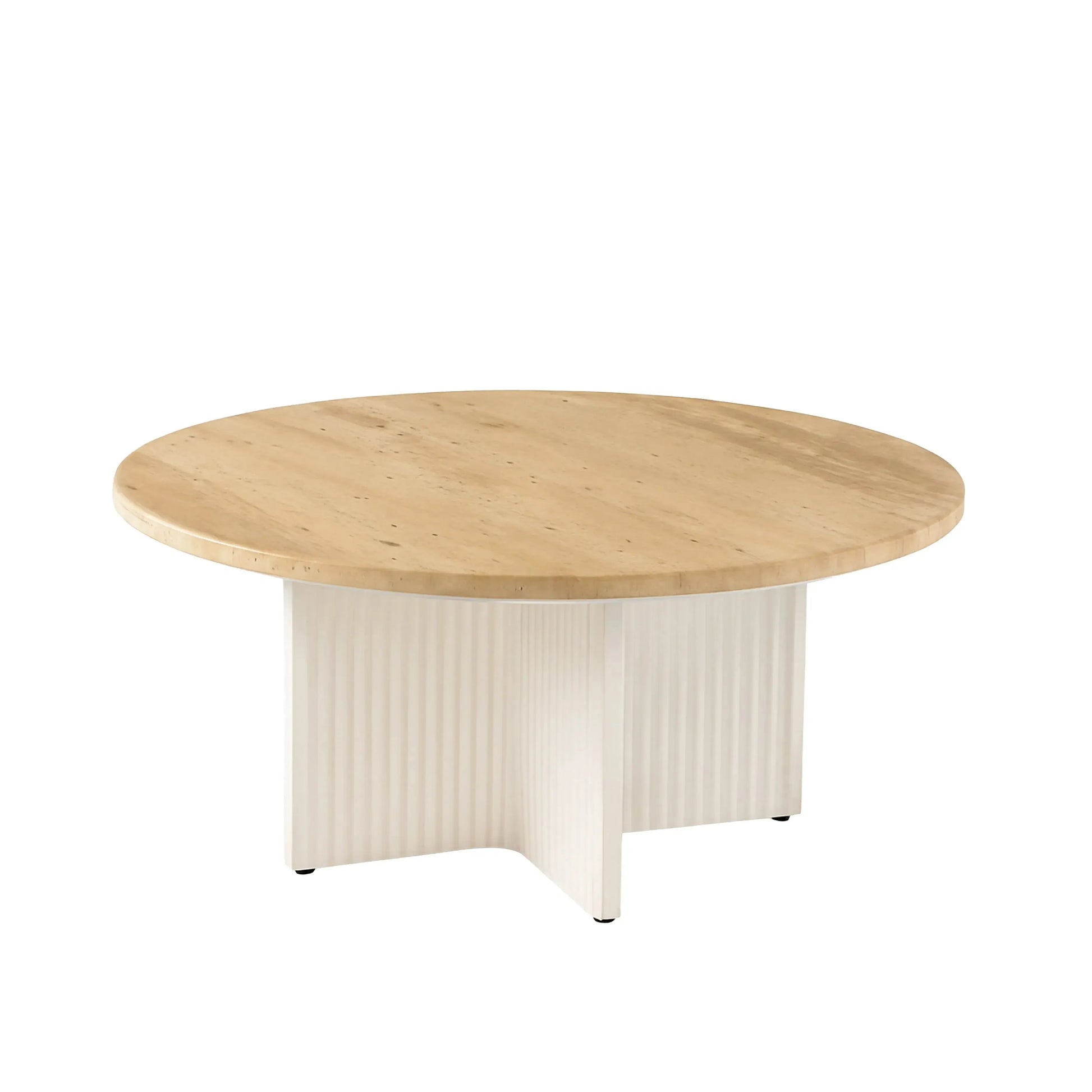 Amara White - Coffee Table with Travertine Top
