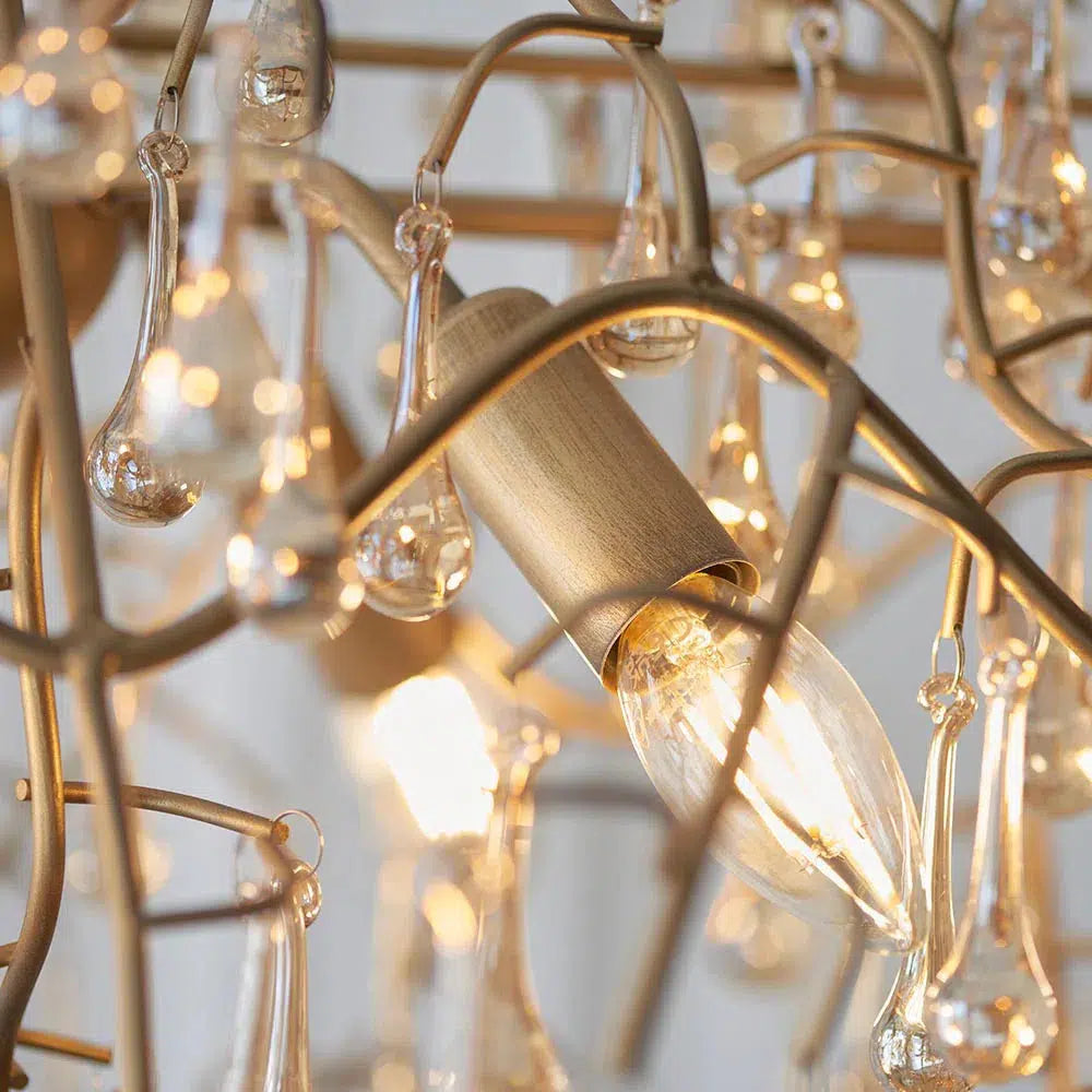Amour - Branch Linear Chandelier with Glass Droplets