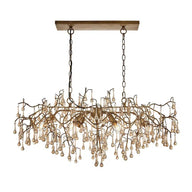 Amour - Branch Linear Chandelier with Glass Droplets