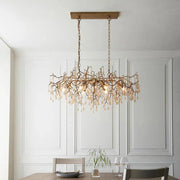 Amour - Branch Linear Chandelier with Glass Droplets