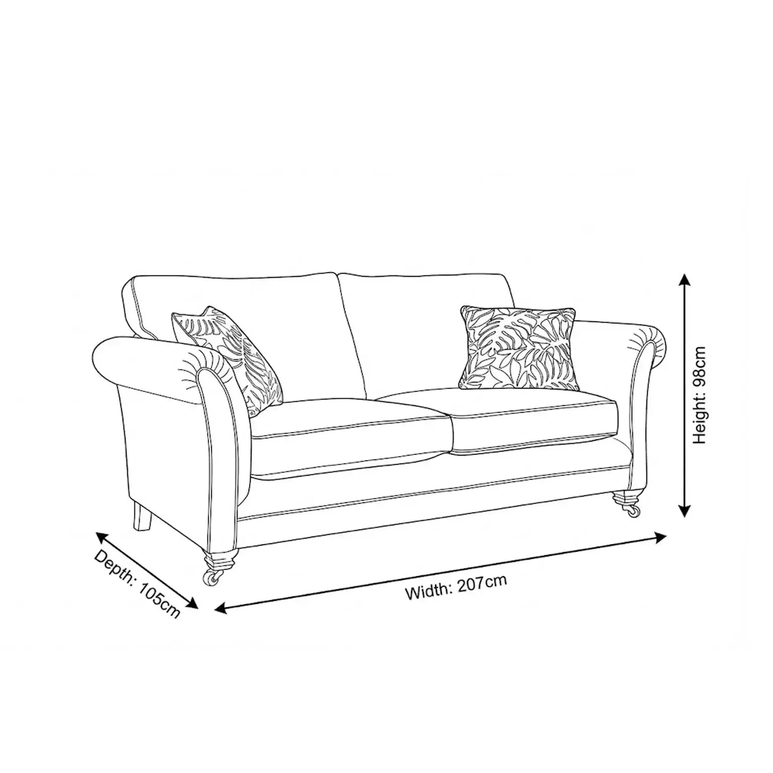 Angelina Standard Back 3 Seater Sofa