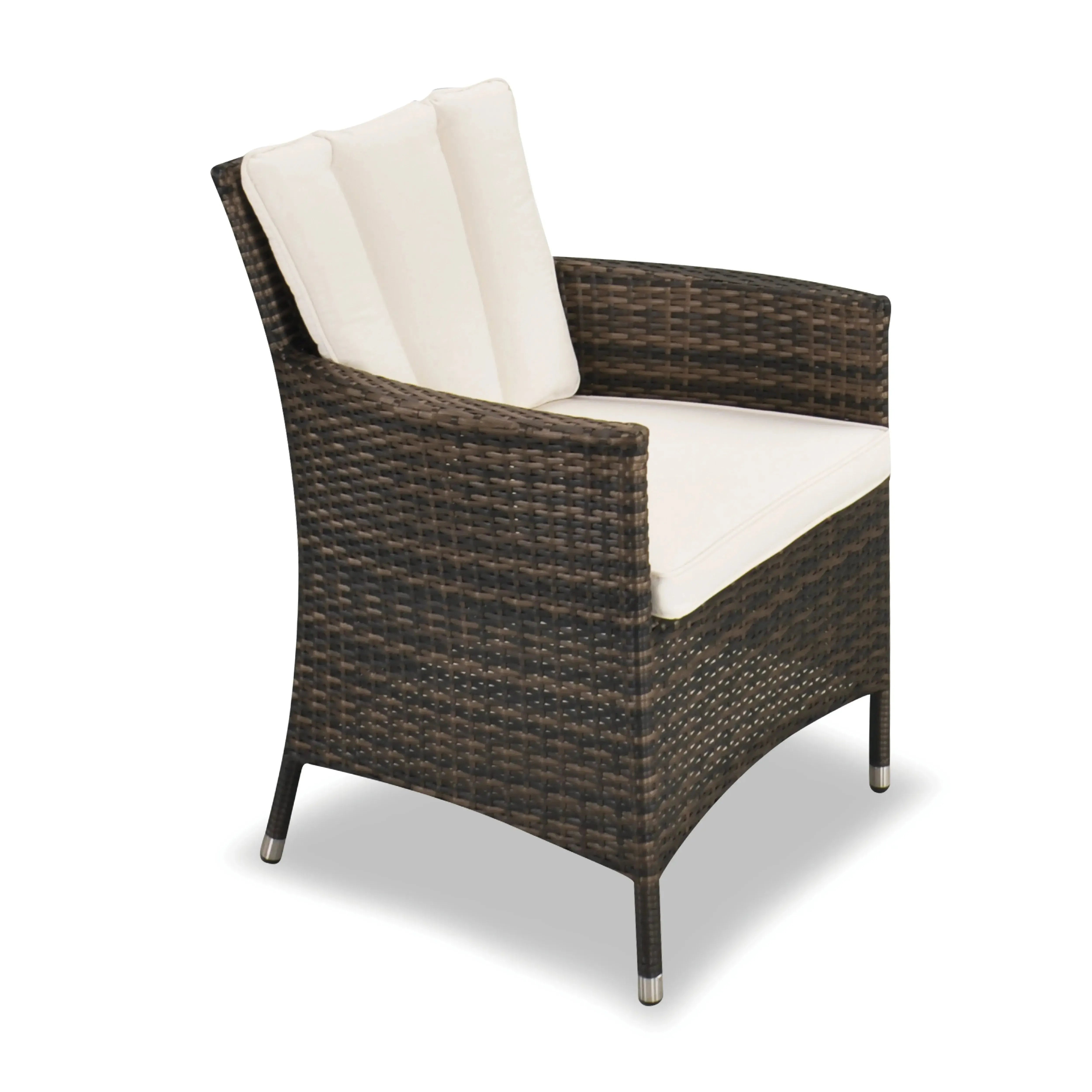 Antigua 120cm Round Table with Ice Bucket & 4 Dining Chairs Outdoor Set – Bronze Brown with Ivory Cushions