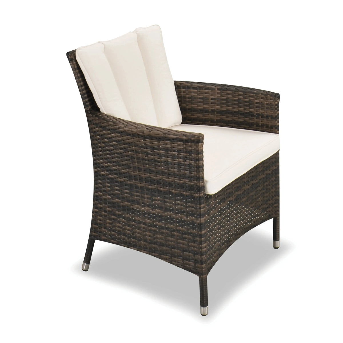 Antigua 135cm Round Table with Lazy Susan & 6 Dining Chairs Outdoor Set – Bronze Brown with Ivory Cushions