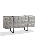 Antique Grey and Black Nickle 3D 4-Door Sideboard