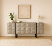 Antique Grey and Black Nickle 3D 4-Door Sideboard
