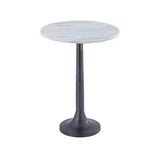 Antique Silver Side Table with White Marble Top