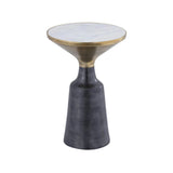 Antique Silver Side Table with a Gold Lined White Marble Top