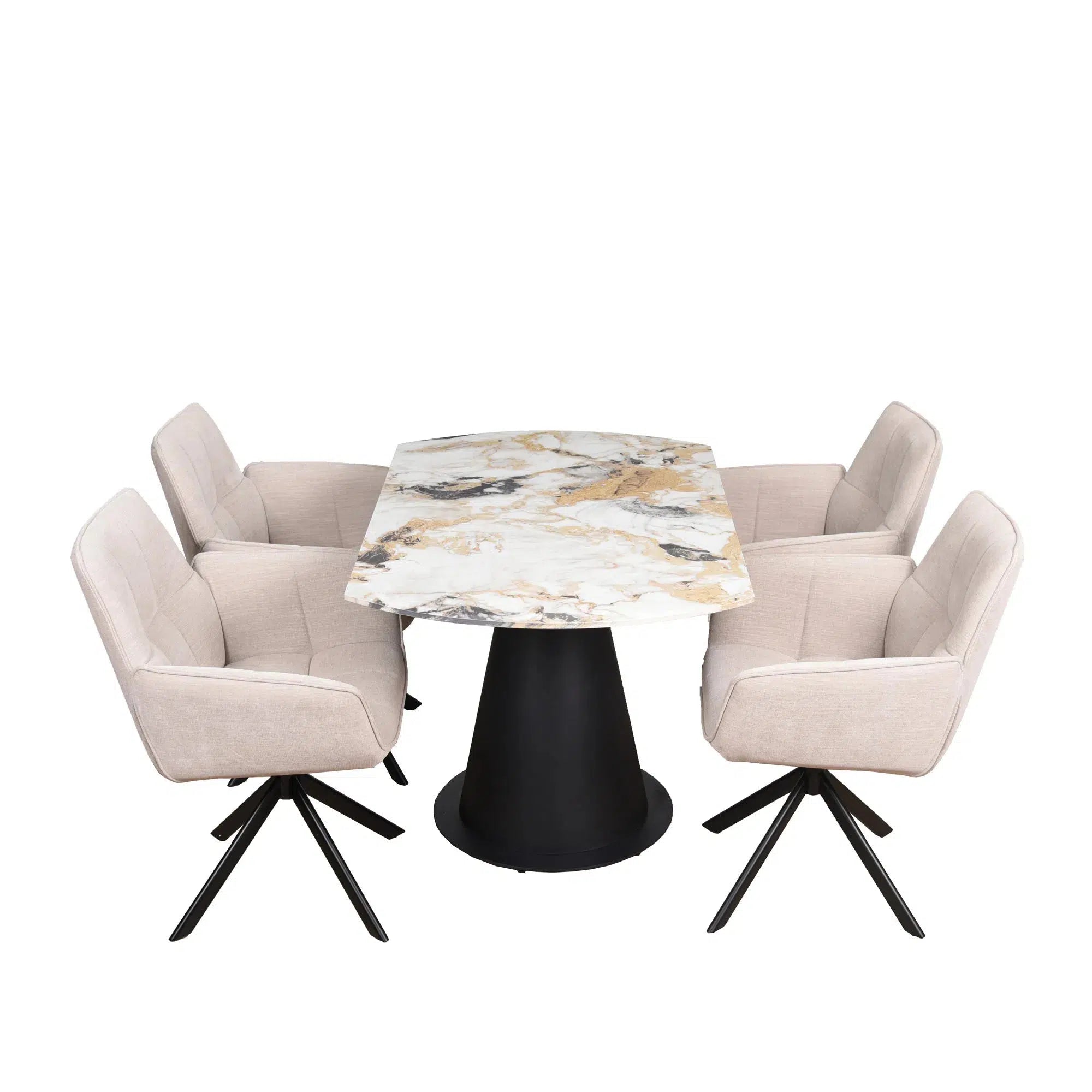 Arabella Dining Table and 4 Evander Beige Chairs