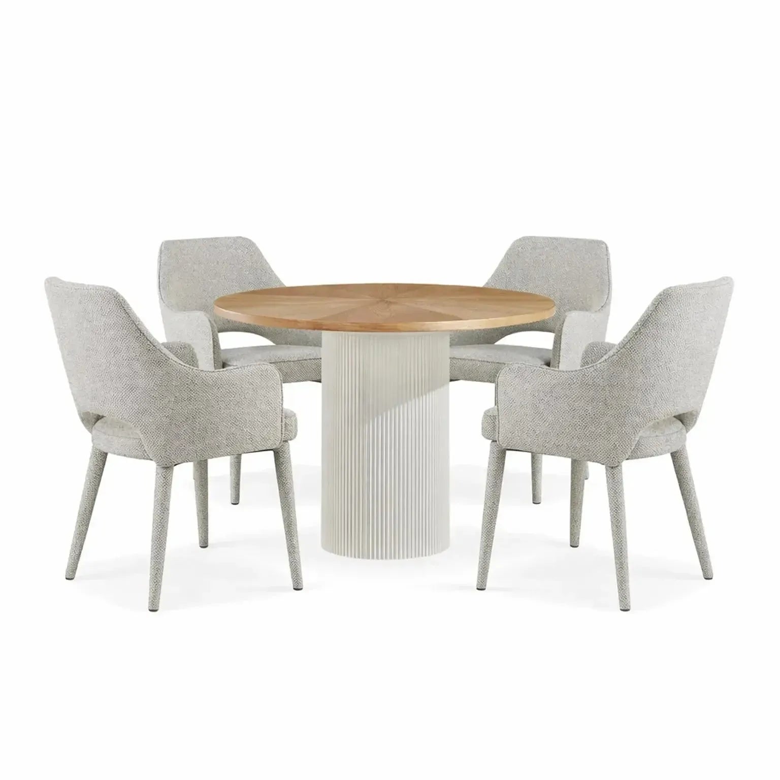 Aria Dining Table and 4 Light Grey Alessia Chairs