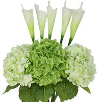 Artificial Hydrangea Calla Lily Arrangement in Tube Clear Glass Vase